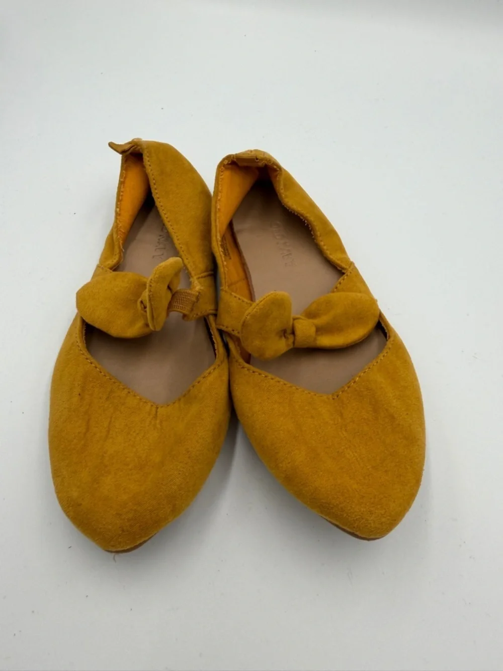 NWOT Old Navy Toddler Girls 11 Mustard Yellow Bow-Accent Girls' Ballet Flat Shoe